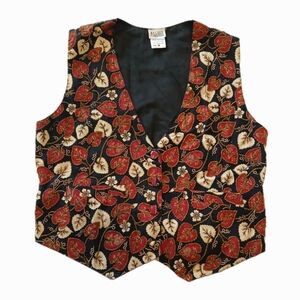 Halsey Size Medium 90s Beaded Leaf Pattern Button Vest